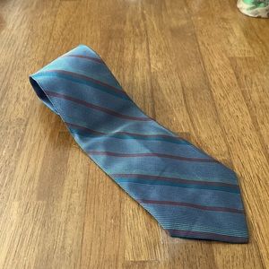 Vintage Homme Mens Multicolored Striped 100% Silk Tie
